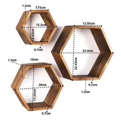 IvoQ Wandplanken Hexagon Set 3 stuks