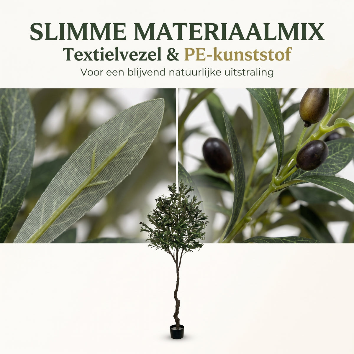 IvoQ Kunst Olijfboom 210 cm - Realistische XL Kunstplant met Olijven