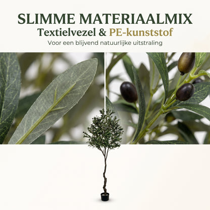 IvoQ Kunst Olijfboom 210 cm - Realistische XL Kunstplant met Olijven