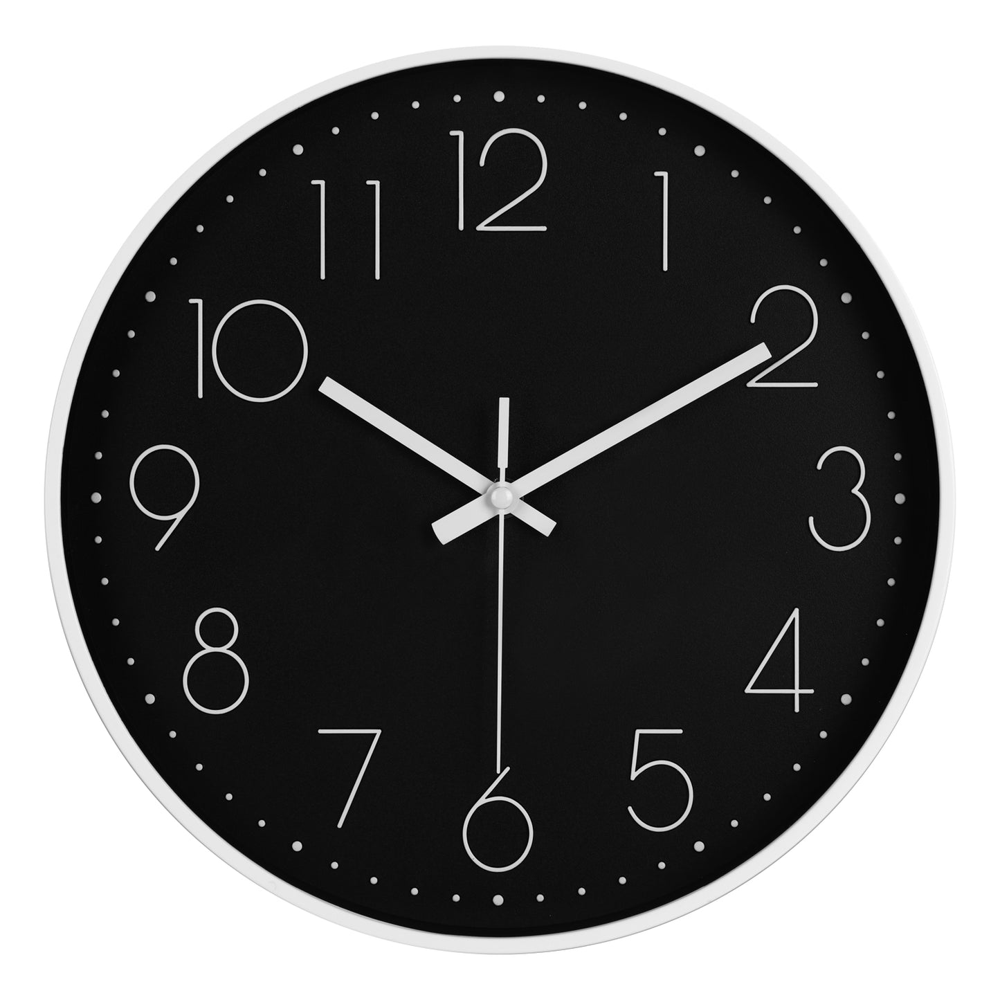IvoQ Moderne Wandklok - 30 cm - Zwart/Wit - Goed Leesbaar - 3D Cijfers - Muurklok
