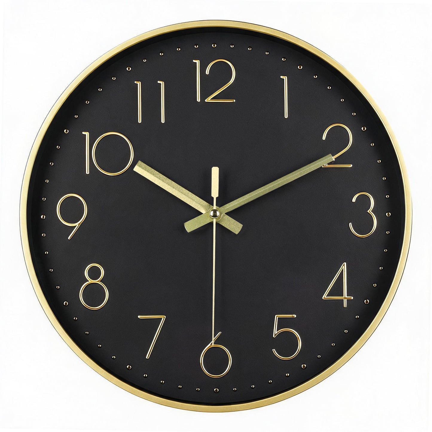 IvoQ Moderne Wandklok - Zwart/Goud - 30 cm - Stil Uurwerk - 3D Muurklok