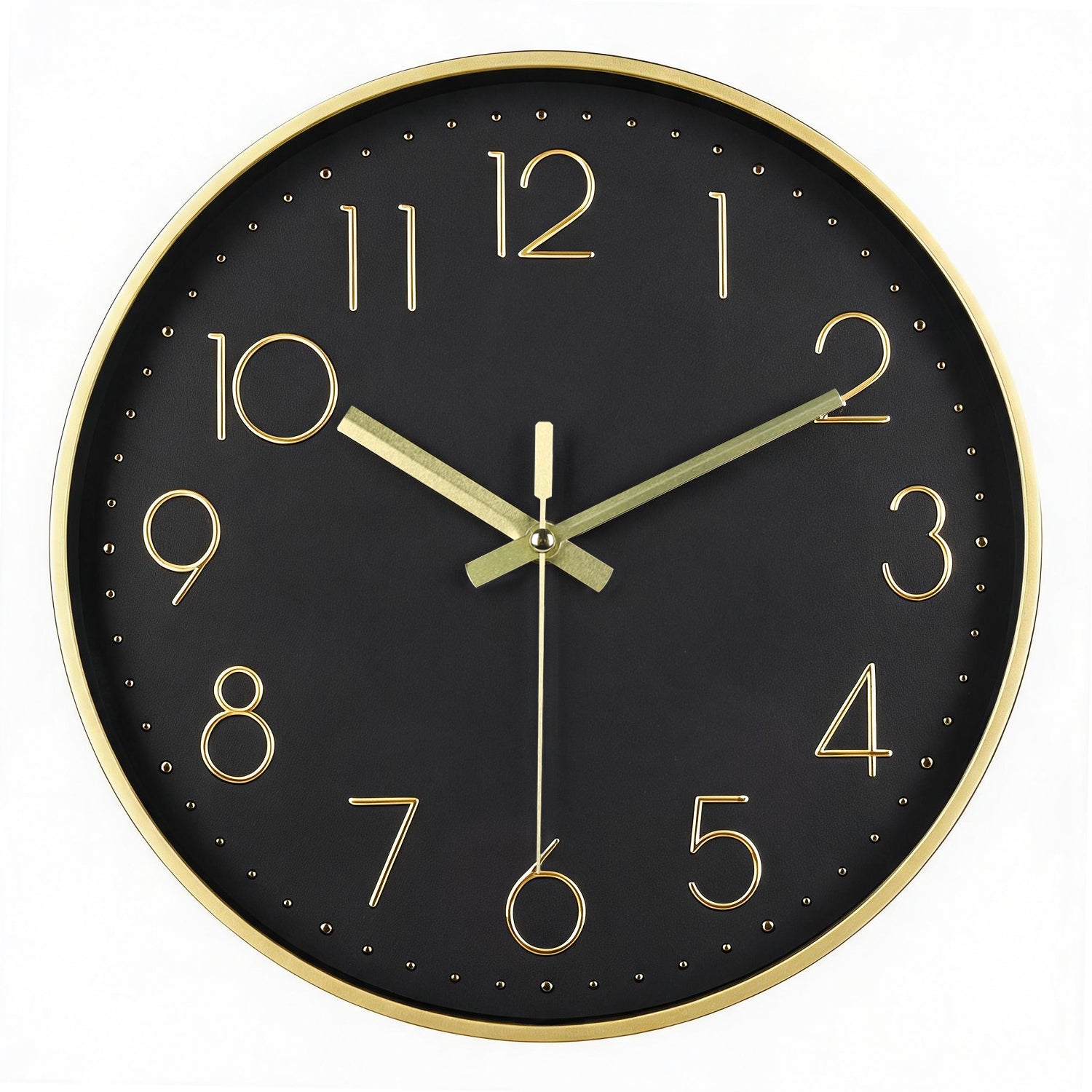 IvoQ Moderne Wandklok - Zwart/Goud - 30 cm - Stil Uurwerk - 3D Muurklok