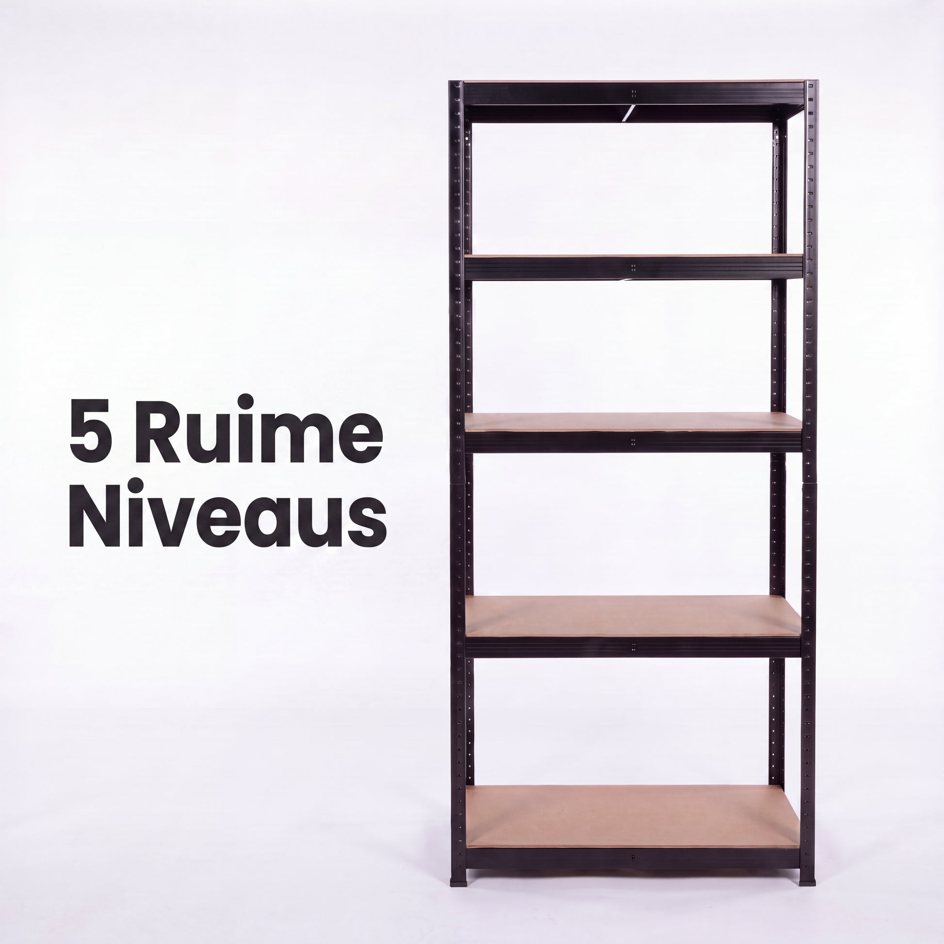 IvoQ Stellingkast Zwart - Metalen Opbergrek - Magazijnstelling - 180x90x40 cm - 5 Planken - 875 kg Draagkracht (175kg per plank)