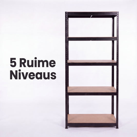 IvoQ Stellingkast Zwart - Metalen Opbergrek - Magazijnstelling - 180x90x40 cm - 5 Planken - 875 kg Draagkracht (175kg per plank)