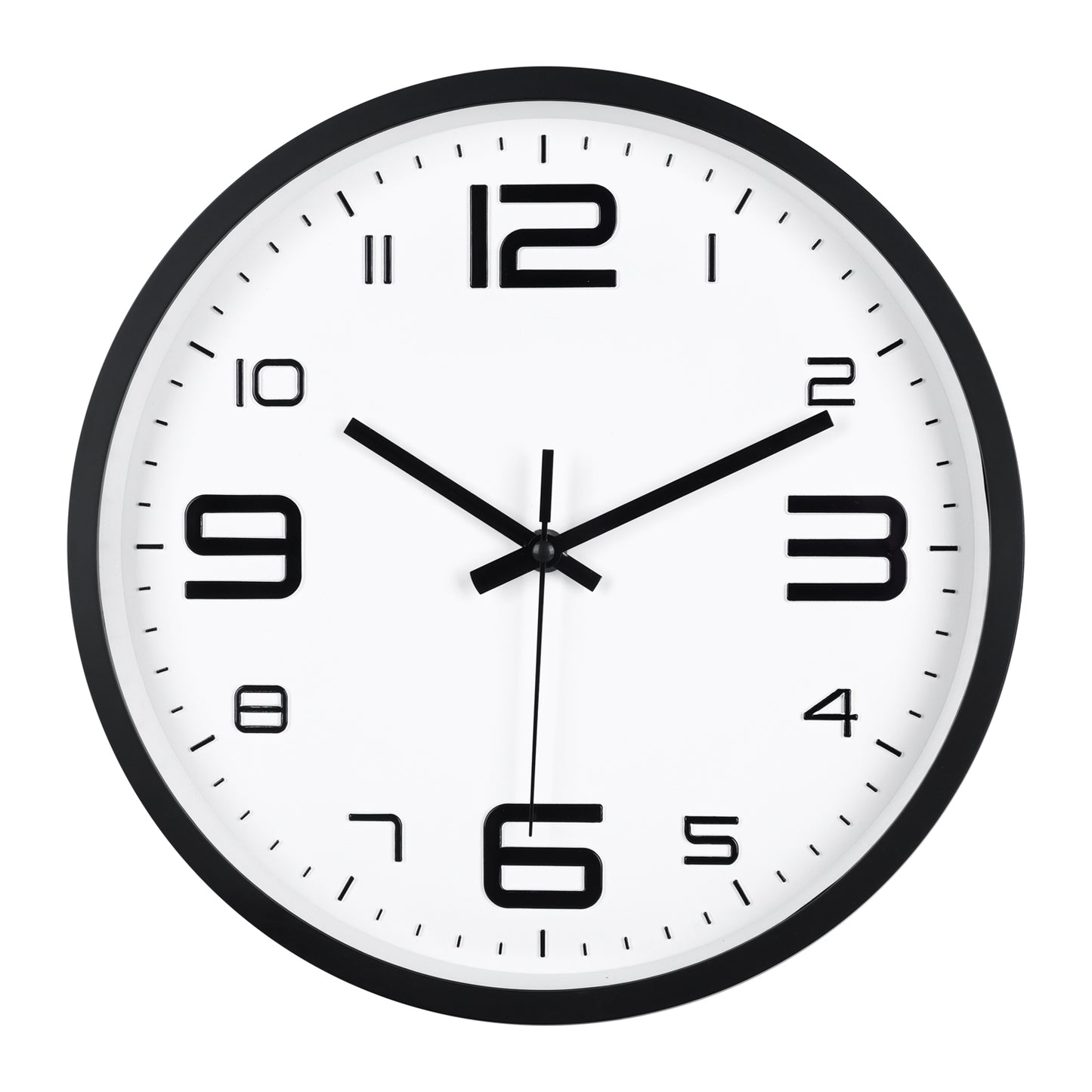IvoQ 3D Wandklok Modern - Stil Uurwerk - Goed Leesbaar - Analoge Muurklok - Zwart/Wit - 30 cm