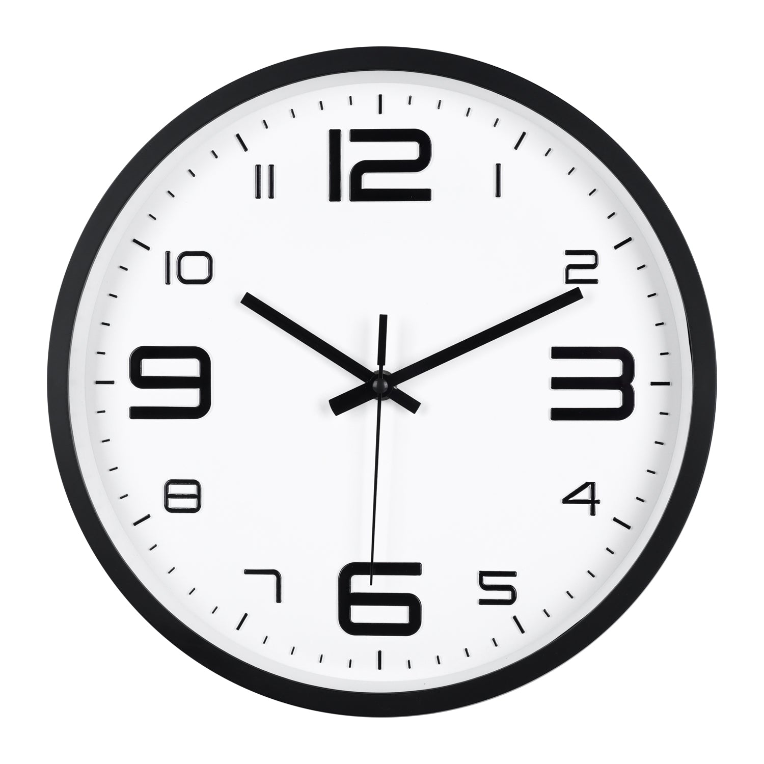 IvoQ 3D Wandklok Modern - Stil Uurwerk - Goed Leesbaar - Analoge Muurklok - Zwart/Wit - 30 cm