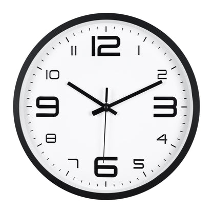IvoQ 3D Wandklok Modern - Stil Uurwerk - Goed Leesbaar - Analoge Muurklok - Zwart/Wit - 30 cm