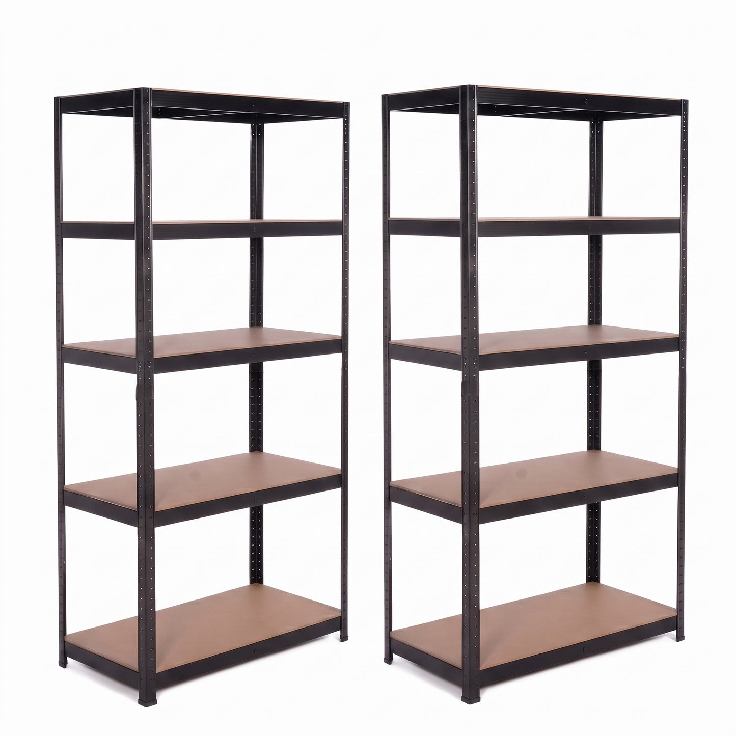 IvoQ Stellingkast Set van 2 – 180 x 90 x 40 cm – 175 kg per Plank – 5 Verstelbare MDF Planken – Zwart