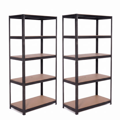 IvoQ Stellingkast Set van 2 – 180 x 90 x 40 cm – 175 kg per Plank – 5 Verstelbare MDF Planken – Zwart