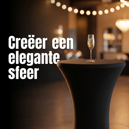IvoQ Statafelrok Zwart - Set van 2 - ∅ 80x110 cm - Extra Dikke Statafelhoes - Luxe Stretch Tafelrok - Kreukvrij