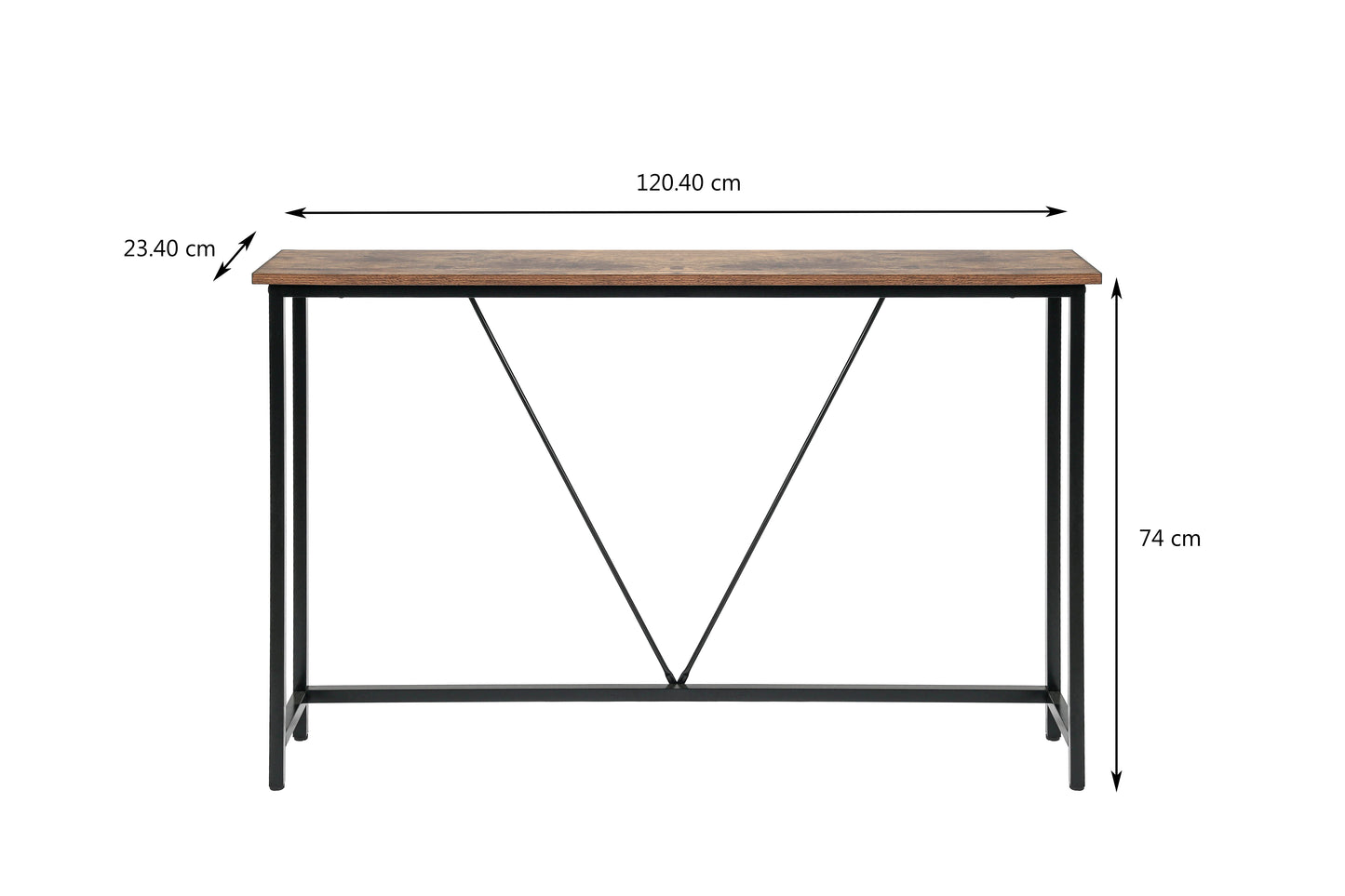 IvoQ Industriële Sidetable – Hout & Metaal – Wandtafel – Ideaal voor Kleine Ruimtes – Woonkamer & Hal – Stijlvolle Console Tafel