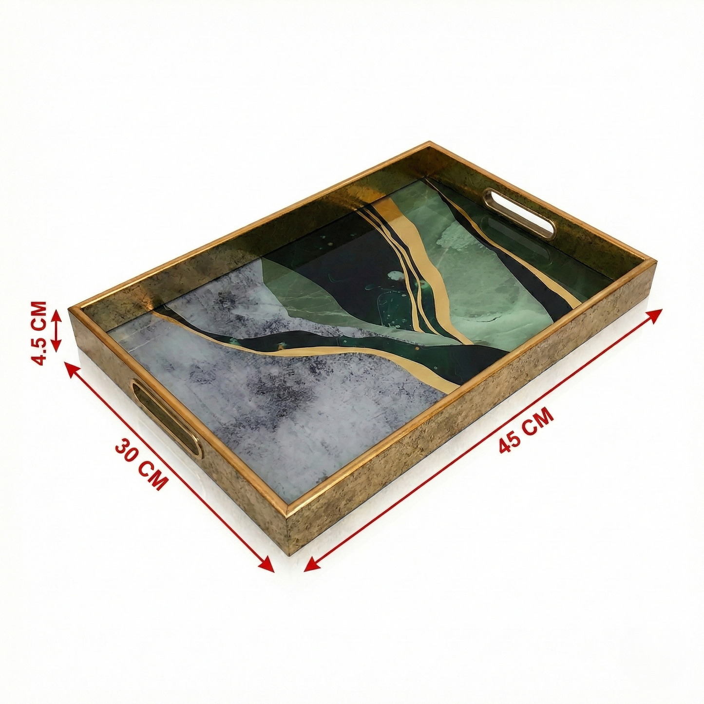 IvoQ Dienblad Marmerlook Groen Goud